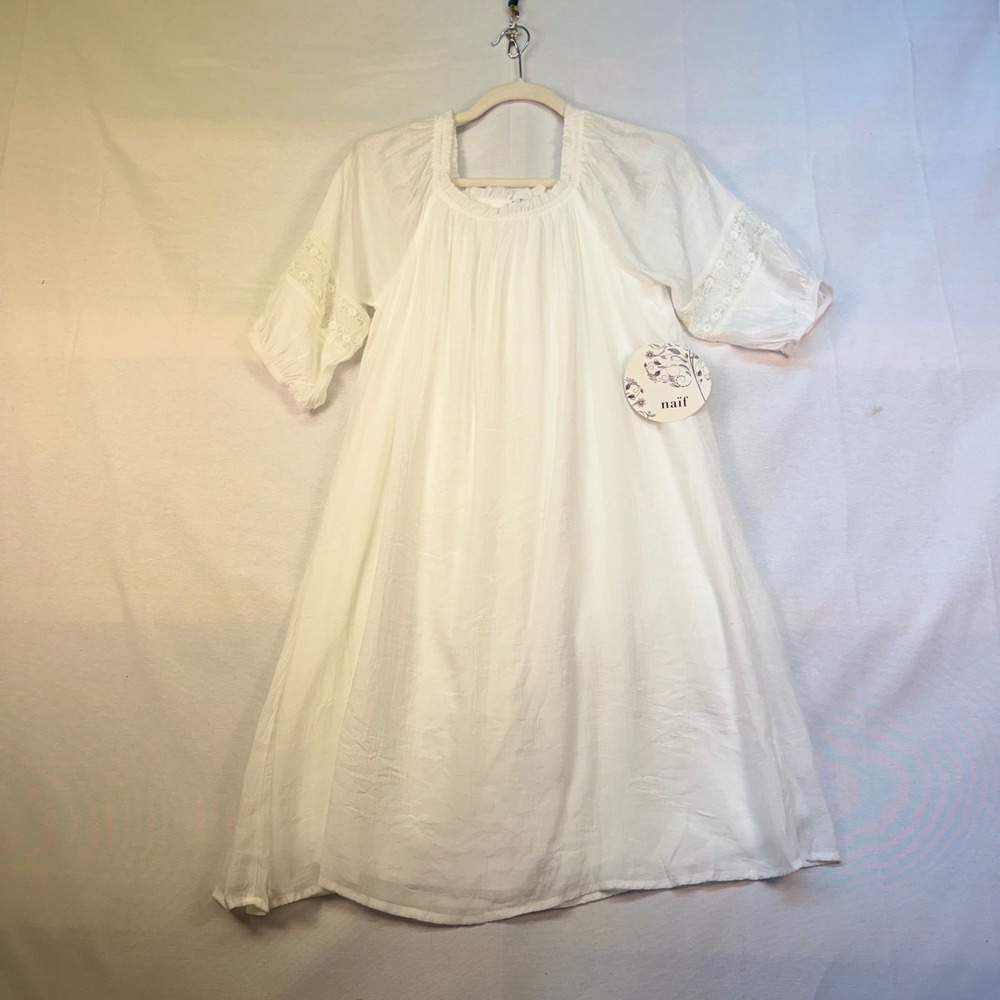 Naif White Lace Sleeve Babydoll Dress Square Neck Puff Sleeve Mini DD909 Small